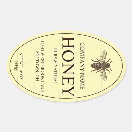 Classic Bee Honey Product Label Sticker (Voorkant)