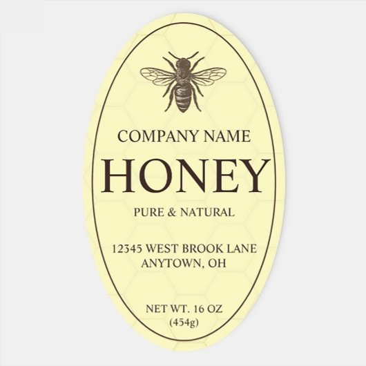 Classic Bee Honey Product Label Sticker