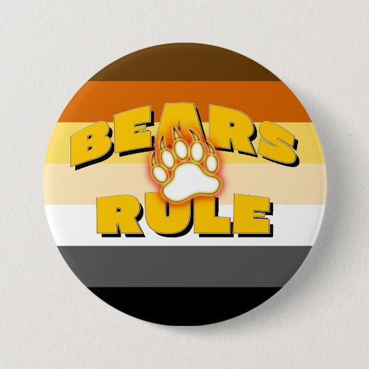 Classic Beer Pride Flag Beren Rule Beer Paw Ronde Button 7,6 Cm (Voorkant)