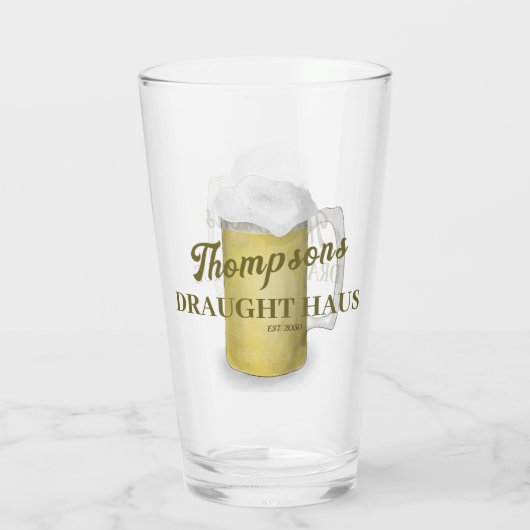 Classic Beer Retro gepersonaliseerd Glas (Achterkant)