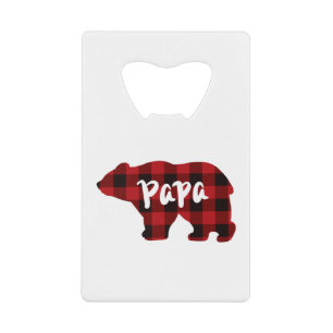 Classic beer silhouet papa beer rood zwart plaid creditkaart flessenopener