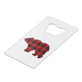 Classic beer silhouet rood zwart plaid [pattern creditkaart flessenopener (Voorkant Gekanteld)