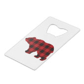 Classic beer silhouet rood zwart plaid [pattern creditkaart flessenopener (Achterkant Gekanteld)
