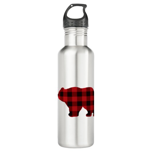 Classic beer silhouet rood zwart plaid [pattern waterfles (Voorkant)