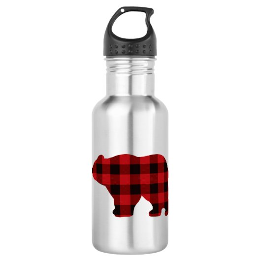 Classic beer silhouet rood zwart plaid [pattern waterfles  (Voorkant)