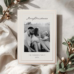 Classic Beige and Rose Gold Frame Family Photo Folie Feestdagenkaart<br><div class="desc">Vintage Classic two-sided family photo Christmas cards featuring rose gold foil frame on beige color background with personalized family photo and holiday messages.</div>