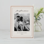 Classic Beige and Rose Gold Frame Family Photo Folie Feestdagenkaart (Staand Voorkant)