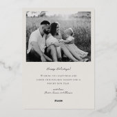 Classic Beige and Rose Gold Frame Family Photo Folie Feestdagenkaart (Achterkant)