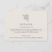Classic beige Botanical Wedding Details Informatiekaartje (Voorkant)