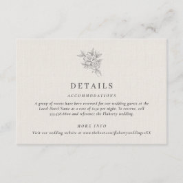 Classic beige Botanical Wedding Details Informatiekaartje