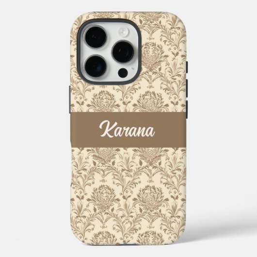 Classic Beige Damask Case-Mate iPhone Case (Achterkant)