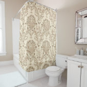 Classic Beige Damask Douchegordijn (In situ)