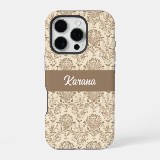 Classic Beige Damask iPhone Hoesje (Achterkant)