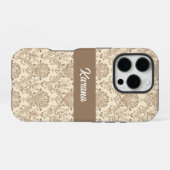 Classic Beige Damask iPhone Hoesje (Achterkant horizontaal)