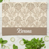 Classic Beige Damask Theedoek (Gevouwen)