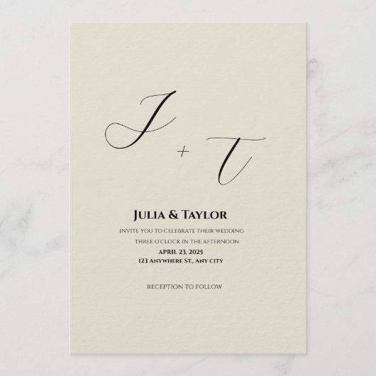 Classic Beige Elegant Invitation Kaart (Voorkant)