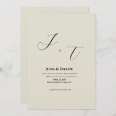 Classic Beige Elegant Invitation Kaart (Voorkant / Achterkant)