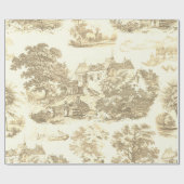 Classic Beige Gold Frans Country Toile Cadeaupapier (Vlak)