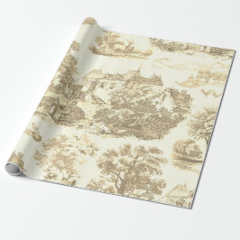 Classic Beige Gold  Frans Country Toile Cadeaupapier