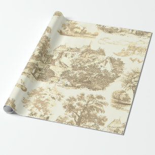 Classic Beige Gold  Frans Country Toile Cadeaupapier