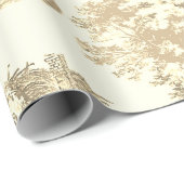 Classic Beige Gold Frans Country Toile Cadeaupapier (Rol Hoek)