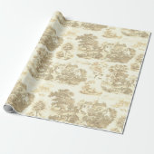 Classic Beige Goud  Frans Chateau Toile Cadeaupapier (Uitgerold)