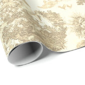 Classic Beige Goud Frans Chateau Toile Cadeaupapier (Rol Hoek)