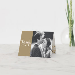 classic Beige photo elegant wedding thank you card Bedankkaart