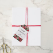 Classic Beige Red Tartan met kerstcadeaus Label Cadeaulabel (Met Touw)