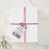 Classic Beige Red Tartan met kerstcadeaus Label Cadeaulabel (Met Touw)