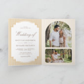 Classic Beige Tane Gestreepte Foto QR Code Huwelij (Binnen)