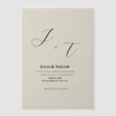 Classic Beige vellum  Elegant Invitation Vellum Uitnodigingen (Voorkant)