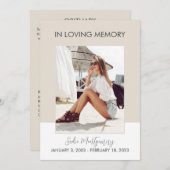 Classic beige & white begrafenis programma (Voorkant / Achterkant)