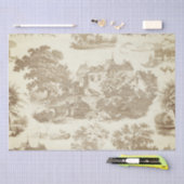 Classic Beige Wit Frans Chateau Toile Tissuepapier (Craft)