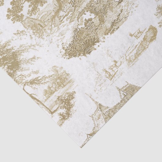 Classic Beige Wit  Frans Chateau Toile Tissuepapier (Detail)