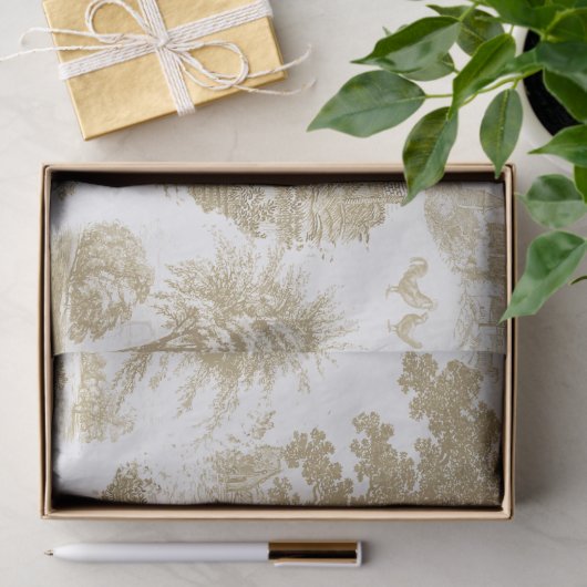 Classic Beige Wit  Frans Chateau Toile Tissuepapier (Geschenk)