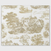 Classic Beige Wit  Frans Country Toile Cadeaupapier (Vlak)