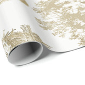 Classic Beige Wit  Frans Country Toile Cadeaupapier (Rol Hoek)