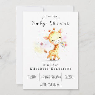 Classic bewerkbaar Giraffe Baby shower Kaart