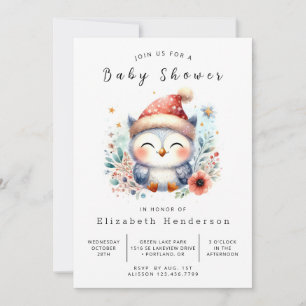 Classic bewerkbare uil Baby shower Kaart