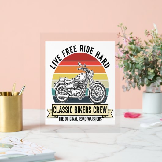 Classic Bikers Crew Motorcycle.jpg Acryl Bord (Huwelijk)