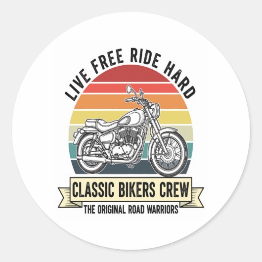 Classic Bikers Crew Motorcycle.jpg Ronde Sticker (Voorkant)