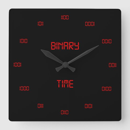 Classic Binary Numbering System Vierkante Klok (Voorkant)