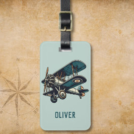 Classic Biplane gepersonaliseerd Bagagelabel