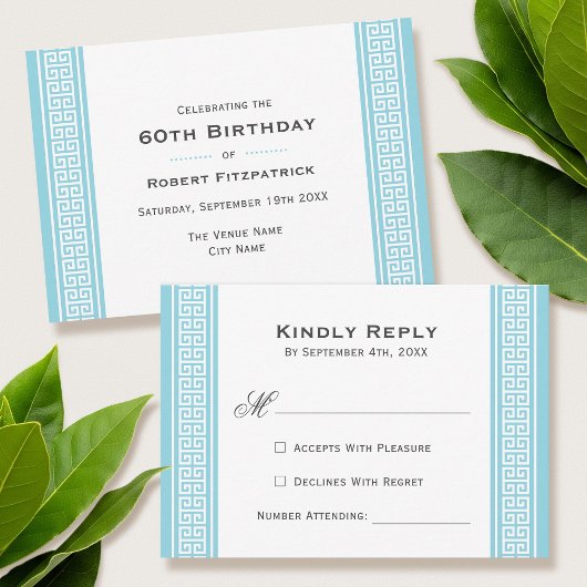 Classic Birthday Party Blue RSVP Response Kaart