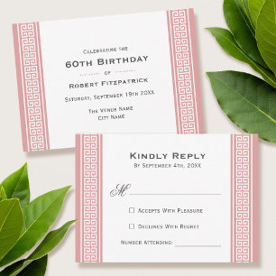Classic Birthday Party Roze RSVP Response Kaart