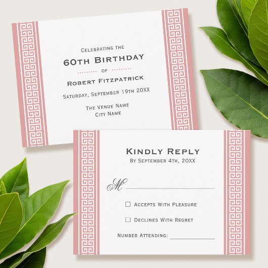 Classic Birthday Party Roze RSVP Response Kaart