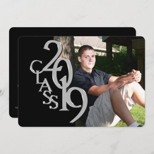 Classic Black 2019 foto Afstuderen Uitnodiging (Voorkant / Achterkant)