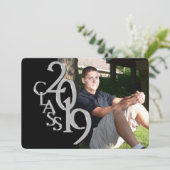 Classic Black 2019 foto Afstuderen Uitnodiging (Staand voorkant)