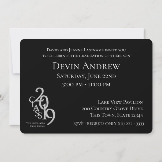 Classic Black 2019 foto Afstuderen Uitnodiging (Achterkant)